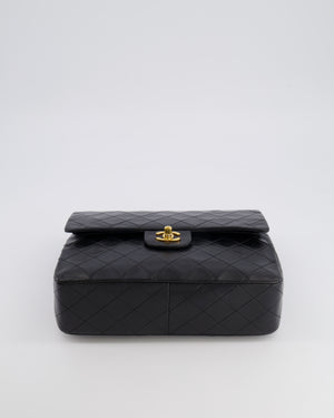 Chanel Vintage Square Medium Classic Double Flap Bag in Black Lambskin Leather with 24K Gold Hardware