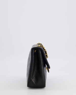 Chanel Vintage Small Square Single Flap Bag in Black Lambskin Leather with 24K Gold Hardware