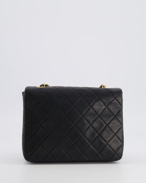Chanel Vintage Small Square Single Flap Bag in Black Lambskin Leather with 24K Gold Hardware