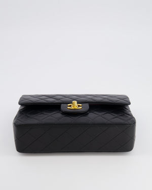 Chanel Vintage Black Small Classic Double Flap Bag in Lambskin Leather with 24K Gold Hardware