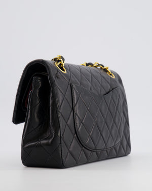 Chanel Vintage Black Small Classic Double Flap Bag in Lambskin Leather with 24K Gold Hardware