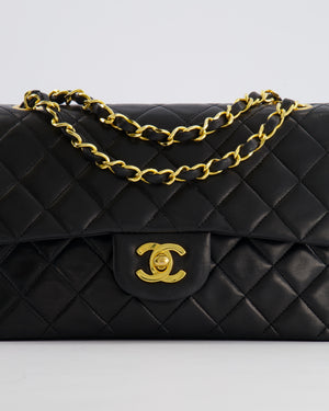 Chanel Vintage Black Small Classic Double Flap Bag in Lambskin Leather with 24K Gold Hardware
