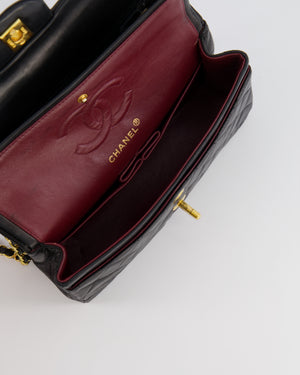 Chanel Vintage Black Small Classic Double Flap Bag in Lambskin Leather with 24K Gold Hardware