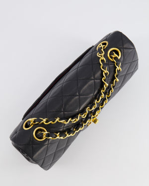 Chanel Vintage Black Small Classic Double Flap Bag in Lambskin Leather with 24K Gold Hardware