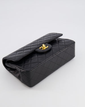 Chanel Vintage Black Small Classic Double Flap Bag in Lambskin Leather with 24K Gold Hardware