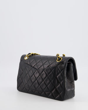 Chanel Vintage Black Small Classic Double Flap Bag in Lambskin Leather with 24K Gold Hardware