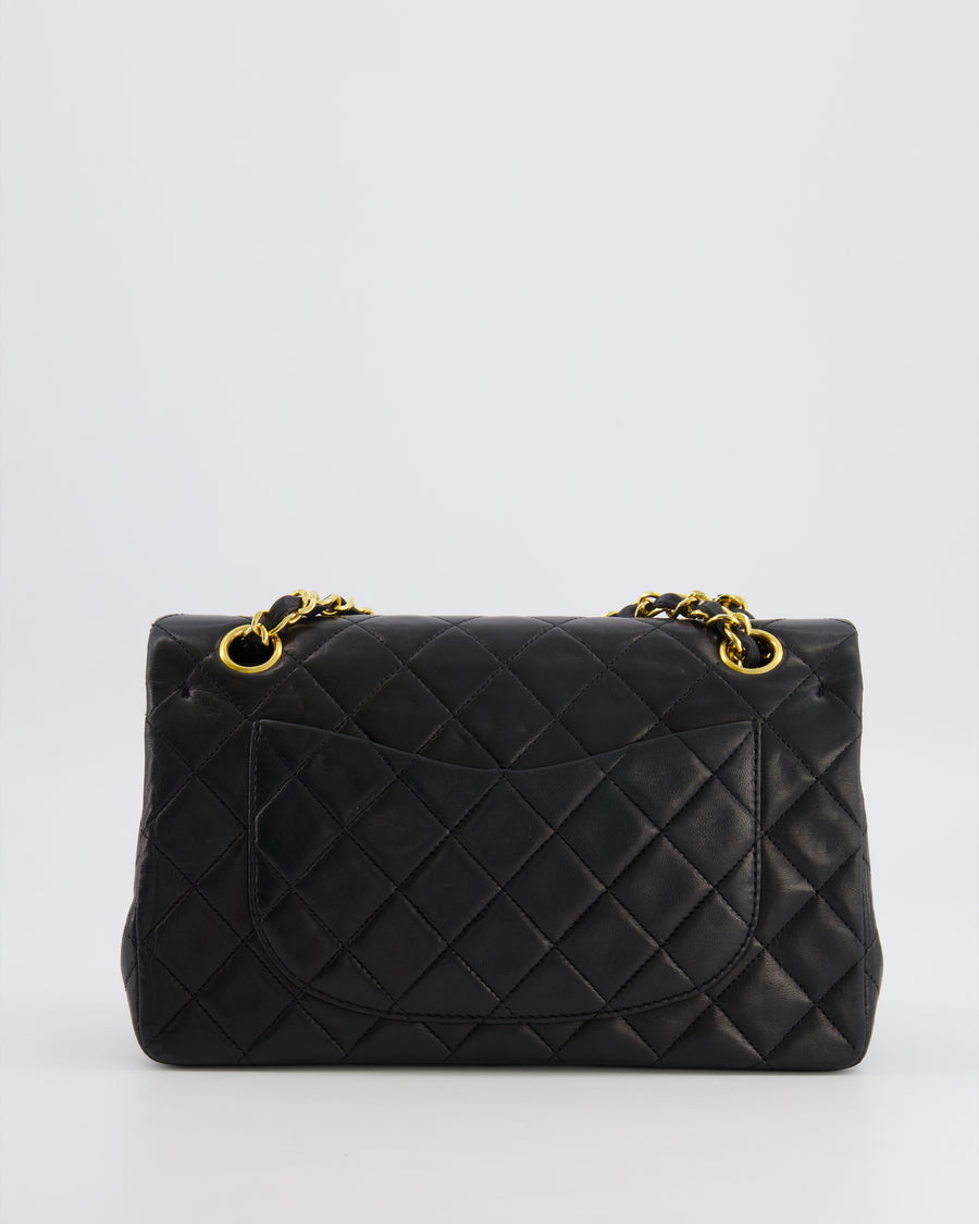 Chanel Vintage Black Small Classic Double Flap Bag in Lambskin Leather with 24K Gold Hardware