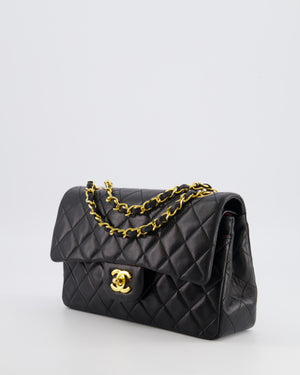 Chanel Vintage Black Small Classic Double Flap Bag in Lambskin Leather with 24K Gold Hardware