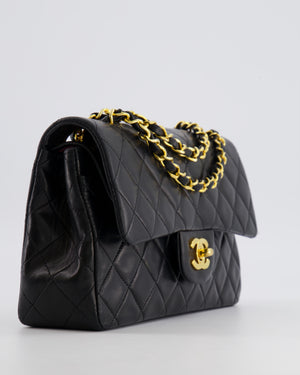Chanel Vintage Black Small Classic Double Flap Bag in Lambskin Leather with 24K Gold Hardware