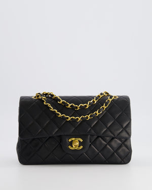 Chanel Vintage Black Small Classic Double Flap Bag in Lambskin Leather with 24K Gold Hardware