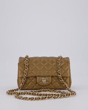 Chanel Gold Caviar Mini Rectangular Bag with Champagne Gold Hardware