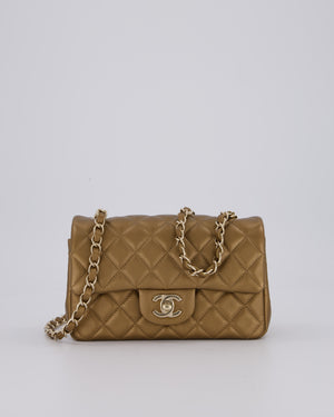 Chanel Gold Caviar Mini Rectangular Bag with Champagne Gold Hardware