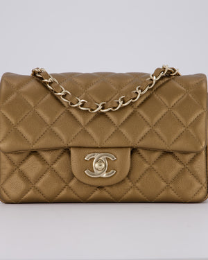 Chanel Gold Caviar Mini Rectangular Bag with Champagne Gold Hardware