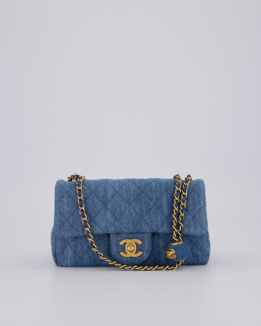 Chanel Quilted Denim Pearl Crush Bag with Gold Hardware