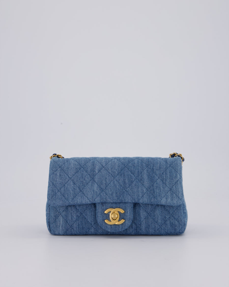 Chanel Quilted Denim Pearl Crush Bag with Gold Hardware