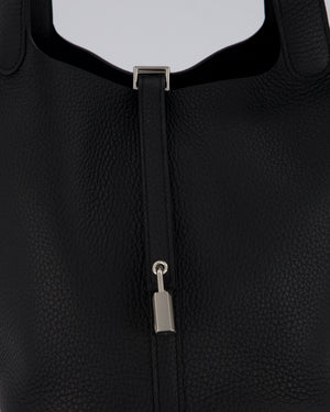 Hermès Picotin Lock 22 Bag in Noir Clemence Leather with Palladium Hardware