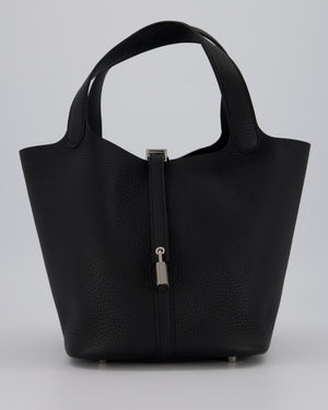 Hermès Picotin Lock 22 Bag in Noir Clemence Leather with Palladium Hardware