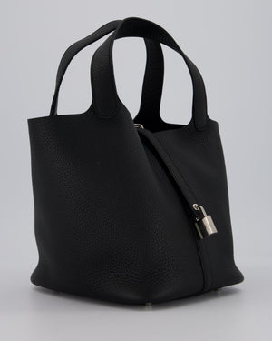 Hermès Picotin Lock 22 Bag in Noir Clemence Leather with Palladium Hardware