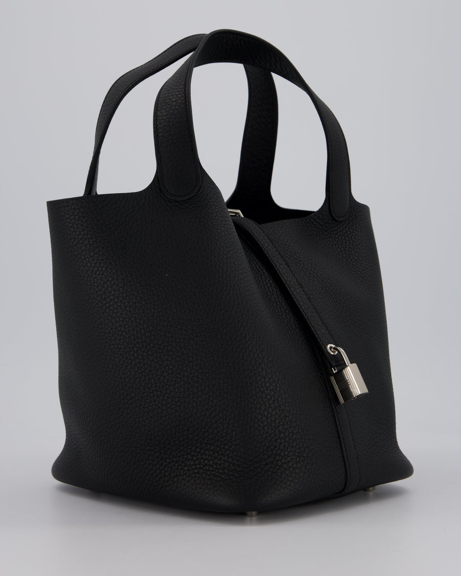 Hermès Picotin Lock 22 Bag in Noir Clemence Leather with Palladium Hardware