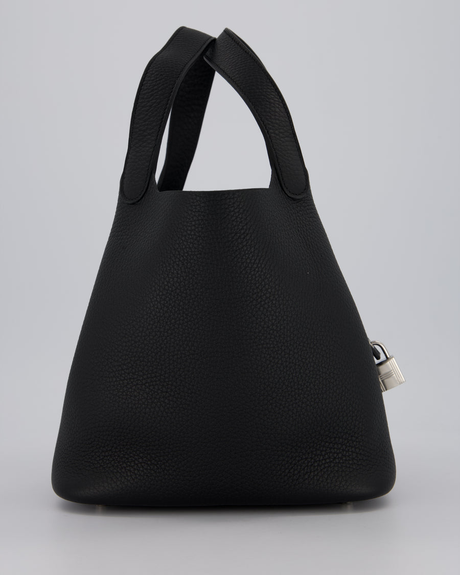 Hermès Picotin Lock 22 Bag in Noir Clemence Leather with Palladium Hardware