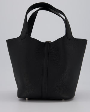 Hermès Picotin Lock 22 Bag in Noir Clemence Leather with Palladium Hardware