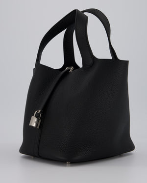 Hermès Picotin Lock 22 Bag in Noir Clemence Leather with Palladium Hardware
