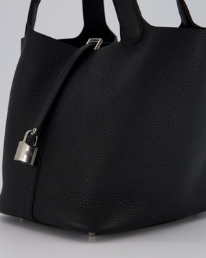 Hermès Picotin Lock 22 Bag in Noir Clemence Leather with Palladium Hardware