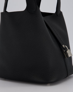 Hermès Picotin Lock 22 Bag in Noir Clemence Leather with Palladium Hardware