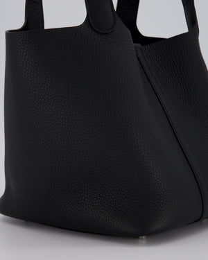 Hermès Picotin Lock 22 Bag in Noir Clemence Leather with Palladium Hardware