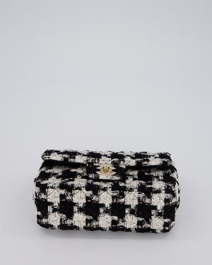 Chanel 20/S Black Tweed Mini Rectangular Flap Bag with Champagne Gold Hardware
