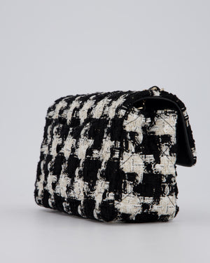 Chanel 20/S Black Tweed Mini Rectangular Flap Bag with Champagne Gold Hardware