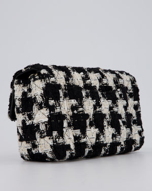 Chanel 20/S Black Tweed Mini Rectangular Flap Bag with Champagne Gold Hardware