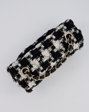 Chanel 20/S Black Tweed Mini Rectangular Flap Bag with Champagne Gold Hardware
