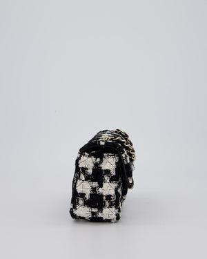 Chanel 20/S Black Tweed Mini Rectangular Flap Bag with Champagne Gold Hardware