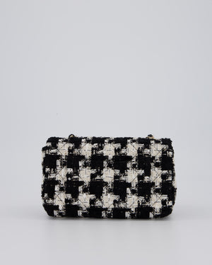 Chanel 20/S Black Tweed Mini Rectangular Flap Bag with Champagne Gold Hardware