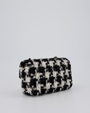 Chanel 20/S Black Tweed Mini Rectangular Flap Bag with Champagne Gold Hardware