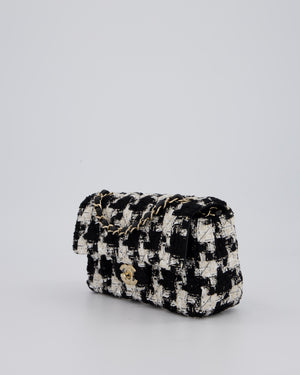 Chanel 20/S Black Tweed Mini Rectangular Flap Bag with Champagne Gold Hardware