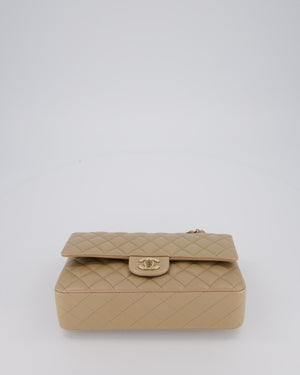 Chanel Iridescent Beige Classic Medium Double Flap Bag in Caviar Leather with Gold Hardware