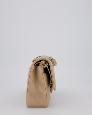 Chanel Iridescent Beige Classic Medium Double Flap Bag in Caviar Leather with Gold Hardware