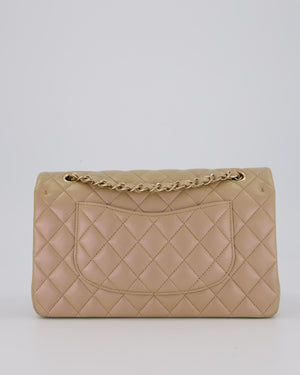 Chanel Iridescent Beige Classic Medium Double Flap Bag in Caviar Leather with Gold Hardware