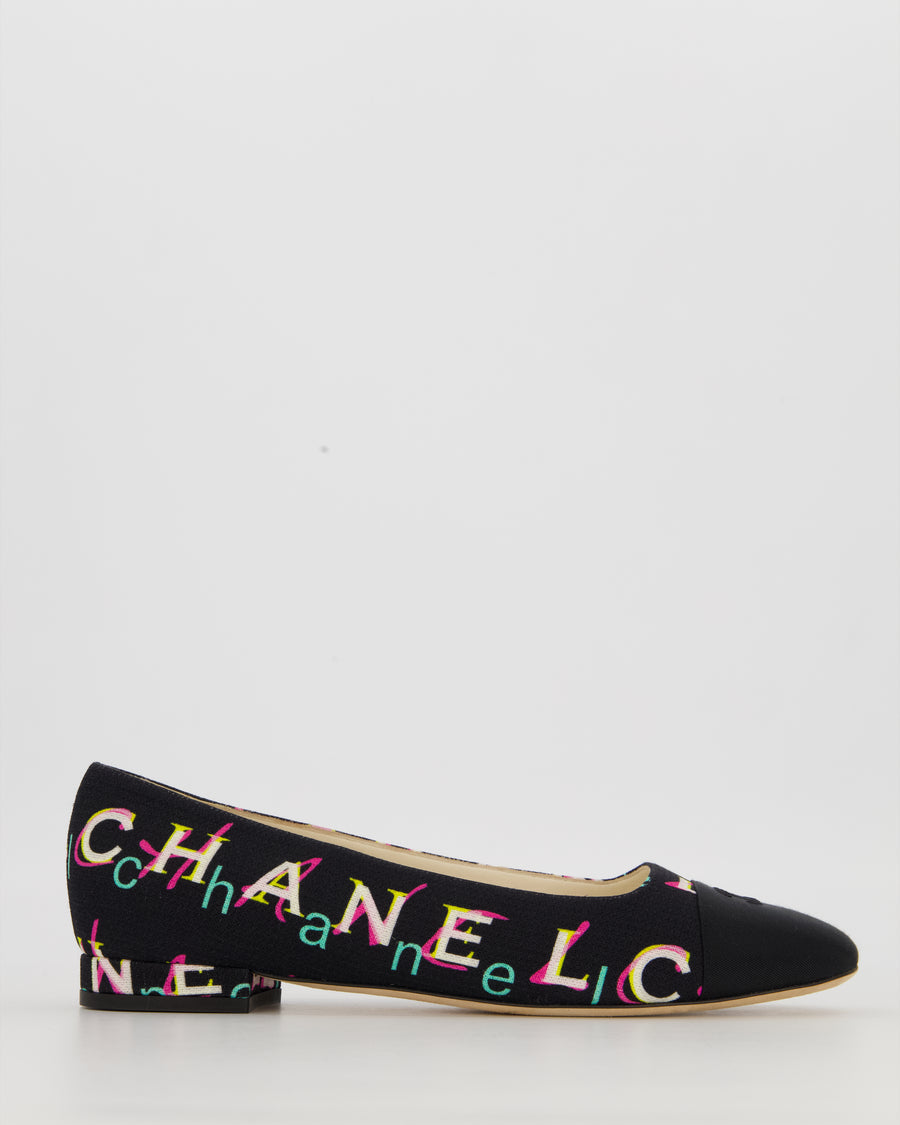 Chanel 19/S Black Coco Mark Print Ballet Flats Size EU 39