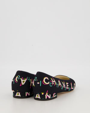 Chanel 19/S Black Coco Mark Print Ballet Flats Size EU 39