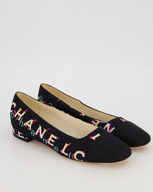 Chanel 19/S Black Coco Mark Print Ballet Flats Size EU 39