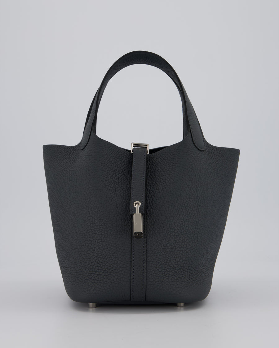 Hermès Picotin Lock 18 Bag in Ardoise Clemence Leather with Palladium Hardware