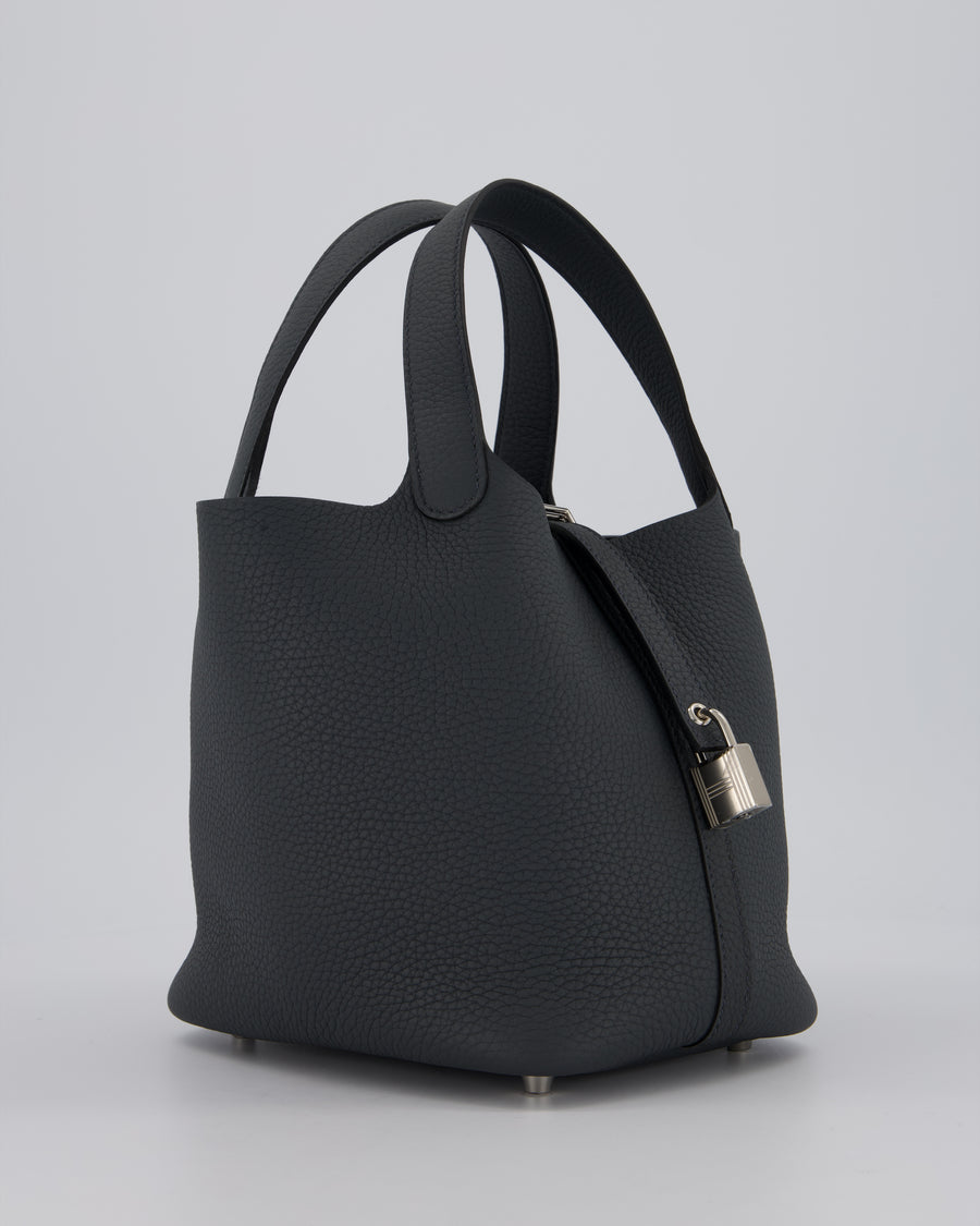 Hermès Picotin Lock 18 Bag in Ardoise Clemence Leather with Palladium Hardware
