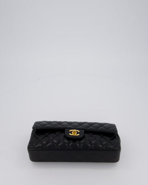 *RARE* Chanel Vintage Black East West Flap Bag In Lambskin Leather with Gold Hardware