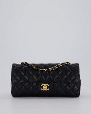 *RARE* Chanel Vintage Black East West Flap Bag In Lambskin Leather with Gold Hardware