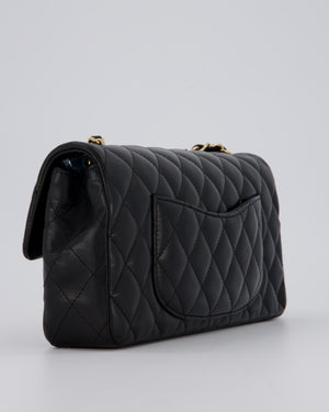 *RARE* Chanel Vintage Black East West Flap Bag In Lambskin Leather with Gold Hardware