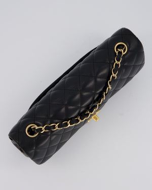 *RARE* Chanel Vintage Black East West Flap Bag In Lambskin Leather with Gold Hardware
