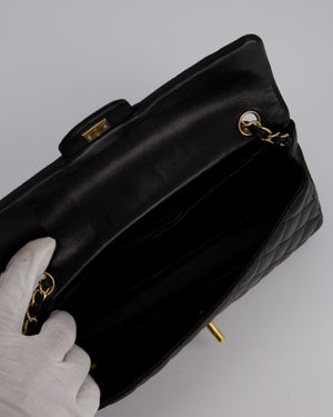 *RARE* Chanel Vintage Black East West Flap Bag In Lambskin Leather with Gold Hardware